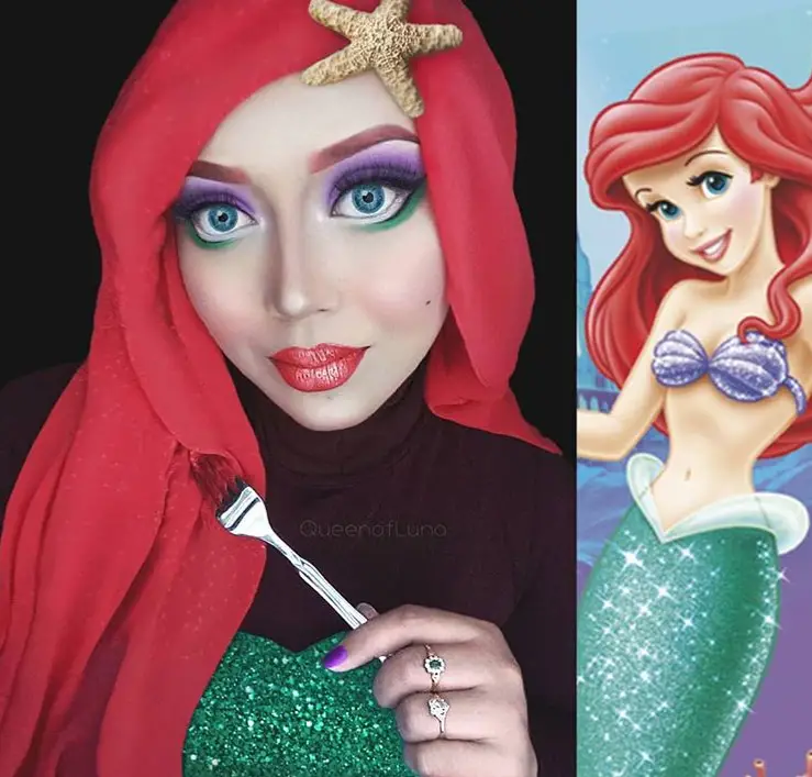 ariel from the little mermaid hijab cosplay by queen of luna