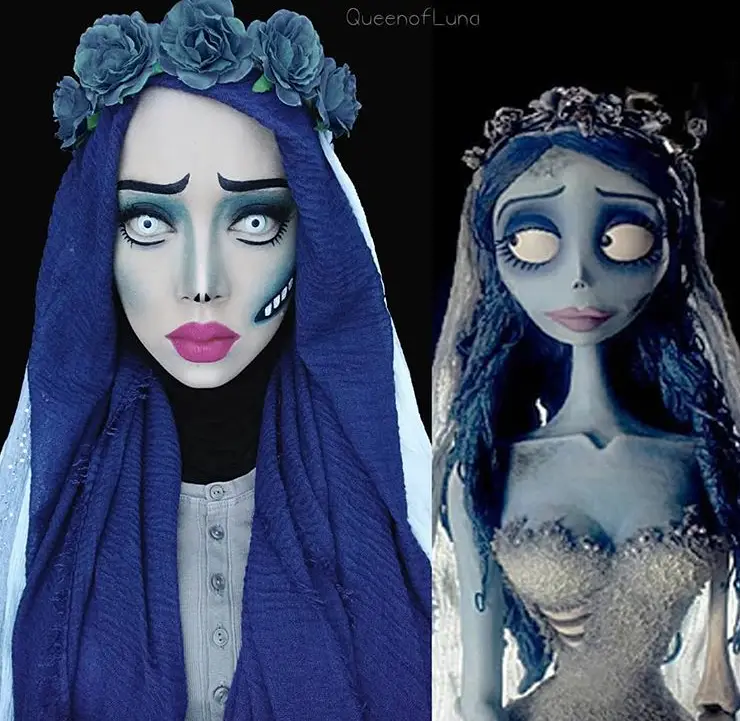 emily from corpse bride hijab cosplay by queen of luna