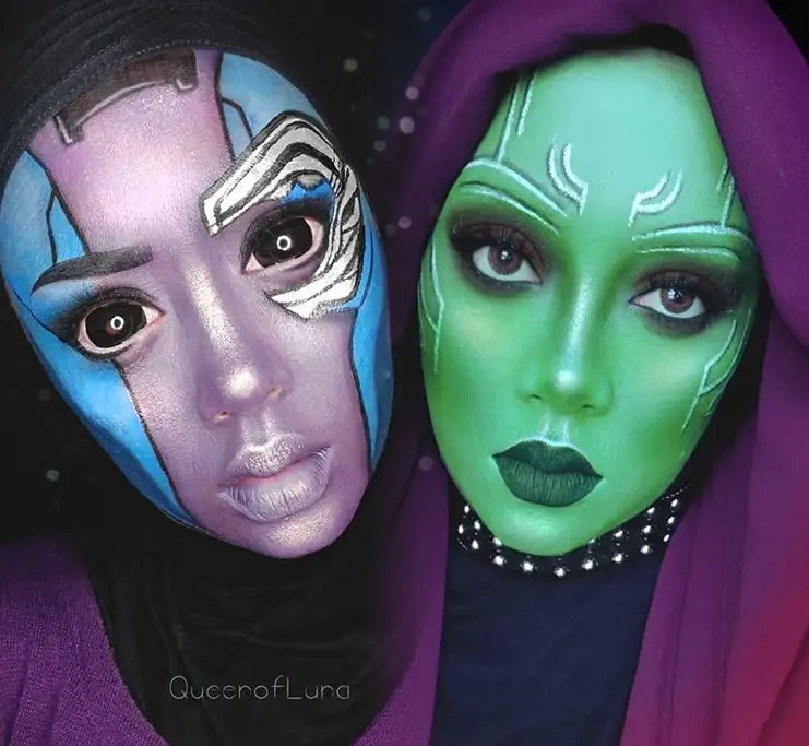 gamora and nebula hijab cosplay by queen of luna