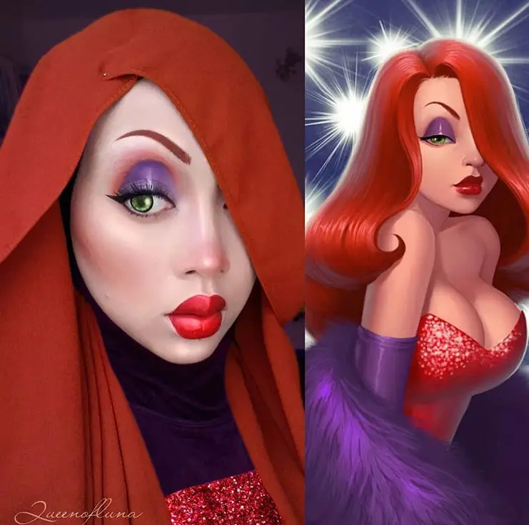 jessica rabbit hijab cosplay by queen of luna