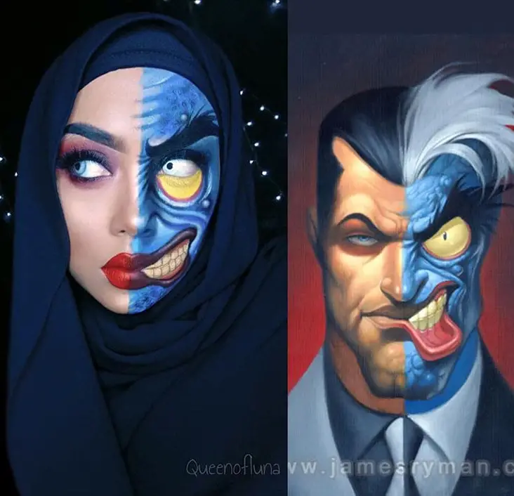 two face hijab cosplay by queen of luna