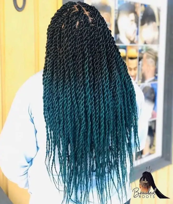 gradient neon blue braids braidedroots