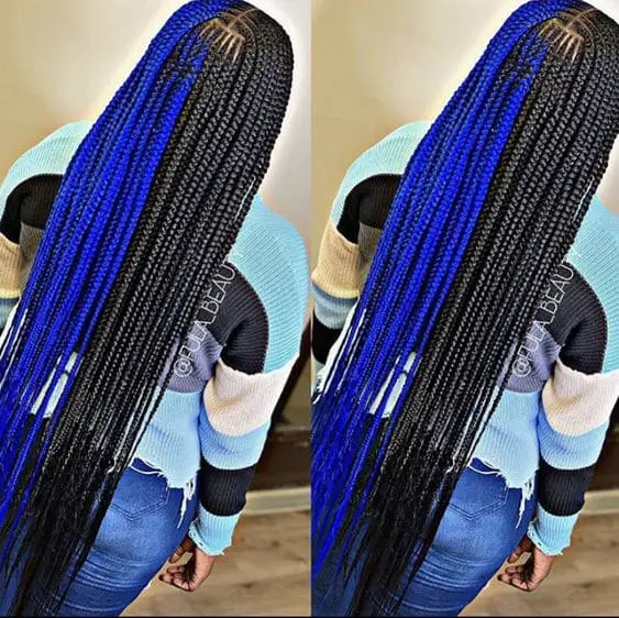 half neon blue braid