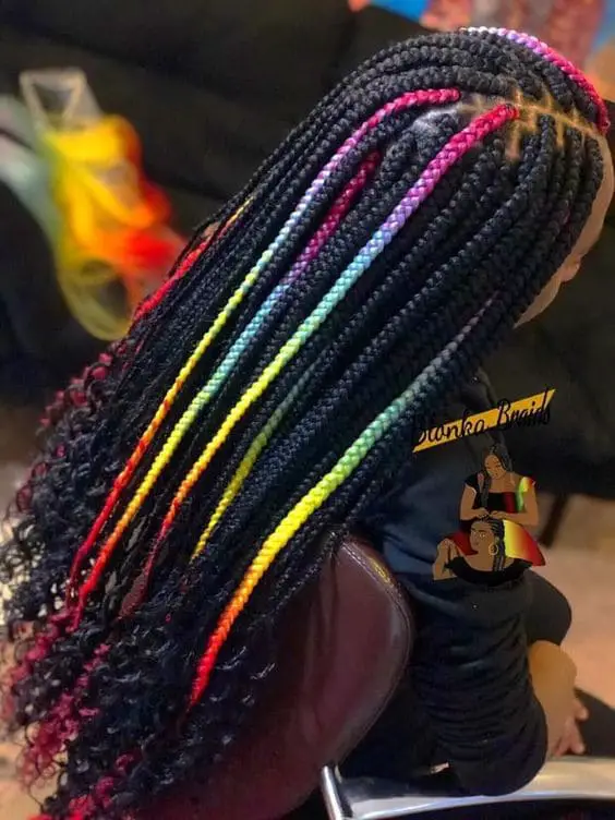 multiple rainbow peekaboo braids