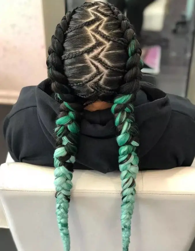 teal twin tail braids_by_christy