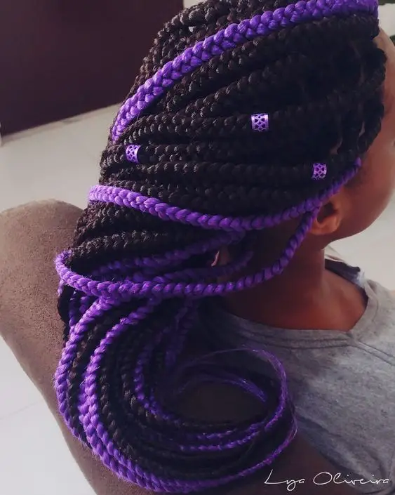 twirly neon purple peek a boo braids
